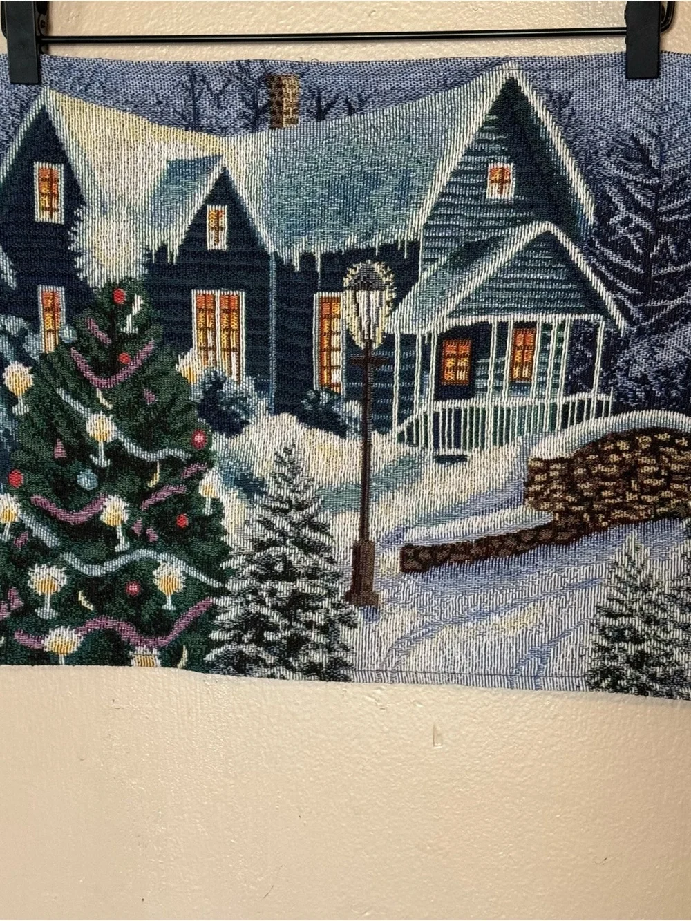 Winter‎ Cottage Holiday Tapestry Placemat Pair Rustic Kitchen Decor
